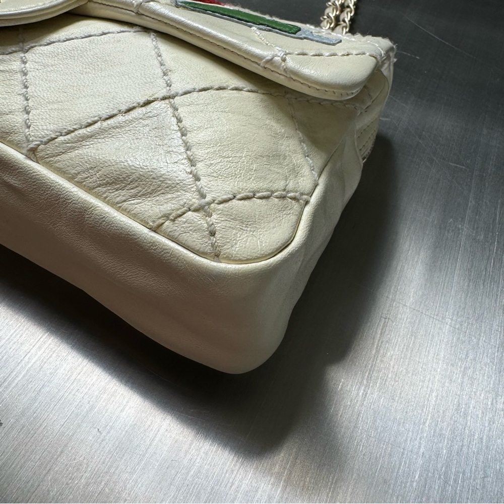 Chanel Lambskin Quilted Flower Patch Single Flap in Cream - Picture 5 of 10